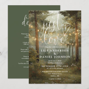 Invitación Just Love Forest String Lights Todo En Uno Boda