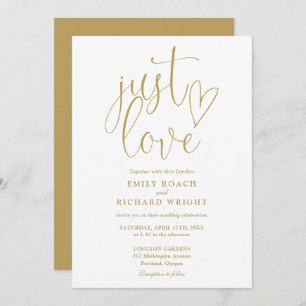 Invitación Just Love Modern QR Code Moda Gold Boda