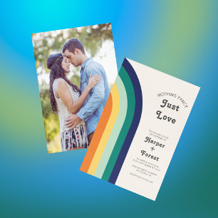 Invitación Just Love Retro Boda de fotografía arcoiris de los