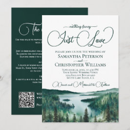 Invitación Just Love Rustic Lake Tahoe QR Code Wedding 