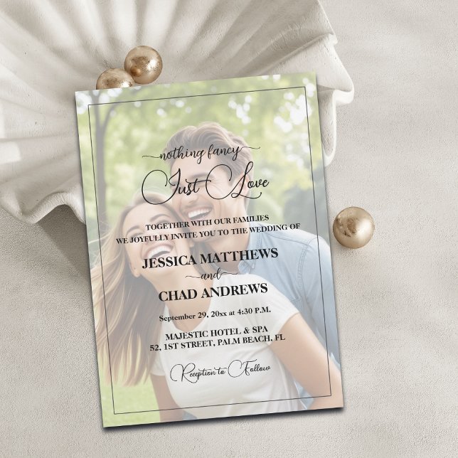 Invitación Just Love Text Overlay Photo Wedding  (Subido por el creador)