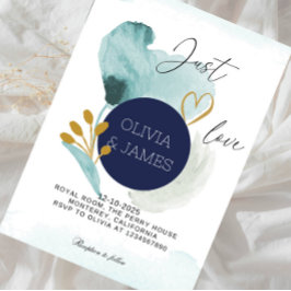 Invitación Just Love Wedding - Boda Romántica Elegante