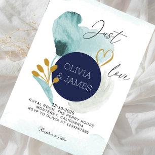 Invitación Just Love Wedding - Boda Romántica Elegante