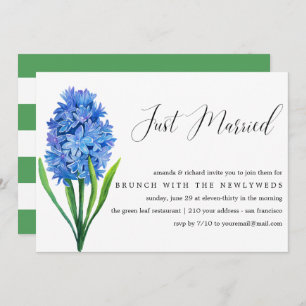 Invitación Just Married Blue Hydrangea post brunch boda