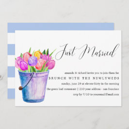 Invitación Just Married Bucket Flowers post brunch boda