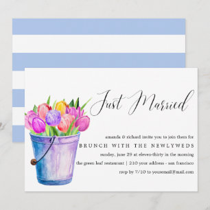 Invitación Just Married Bucket Flowers post brunch boda