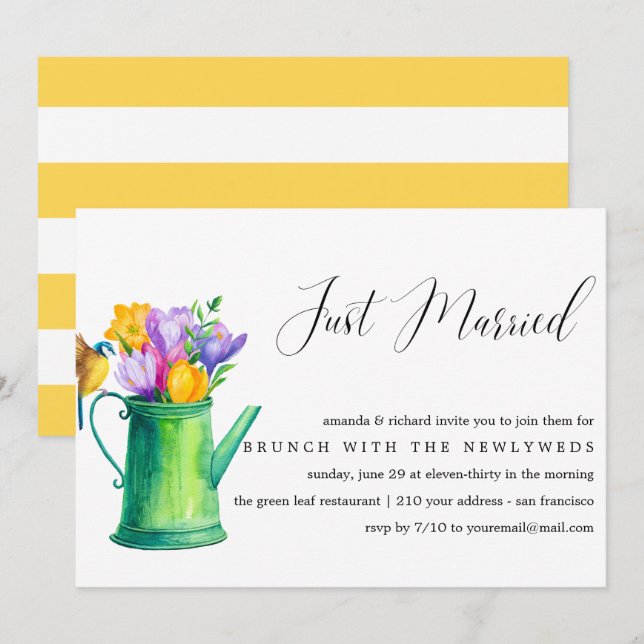 Invitación Just Married Bunch of Flowers post brunch boda (Anverso / Reverso)