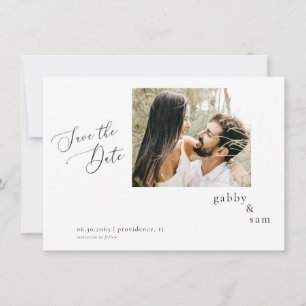 Invitación Just Us Photo White Wedding Save the Date QR