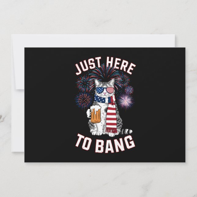 Invitación Justo Aquí Para Bang USA Flag Beer Cat Lover 4 De  (Anverso)
