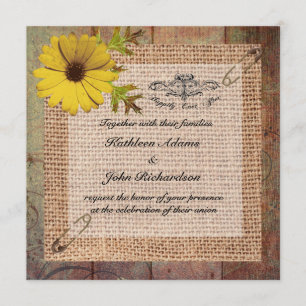 Invitación Jute Burlap sobre un Boda de madera rusa