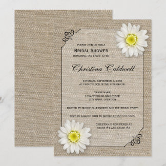 Invitación Jute rústico y ducha marital blanca