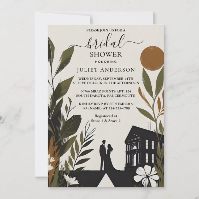 Invitación Juzgado de ducha de novias de los años 70 (Anverso)