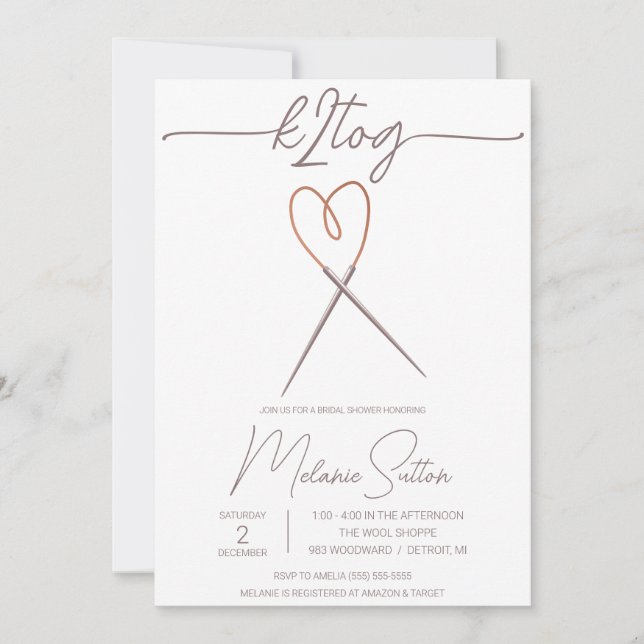 Invitación k2tog, punto, agujas de cable cardíaco, ducha de n (Anverso)