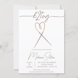 Invitación k2tog, punto, agujas de cable cardíaco, ducha de n