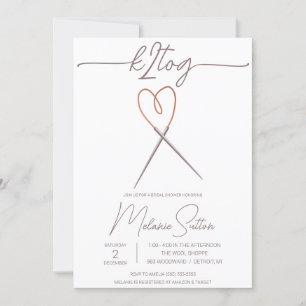 Invitación k2tog, punto, agujas de cable cardíaco, ducha de n