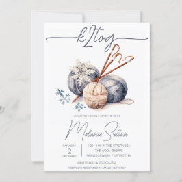 Invitación k2tog, yarn gris de invierno, ducha de novias de p