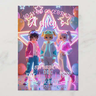 Invitación K-Pop Demon Hunters themed birthday parties,Golden