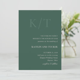 Invitación Kaitlin Hunter Green Bold Monograma Elegante Boda