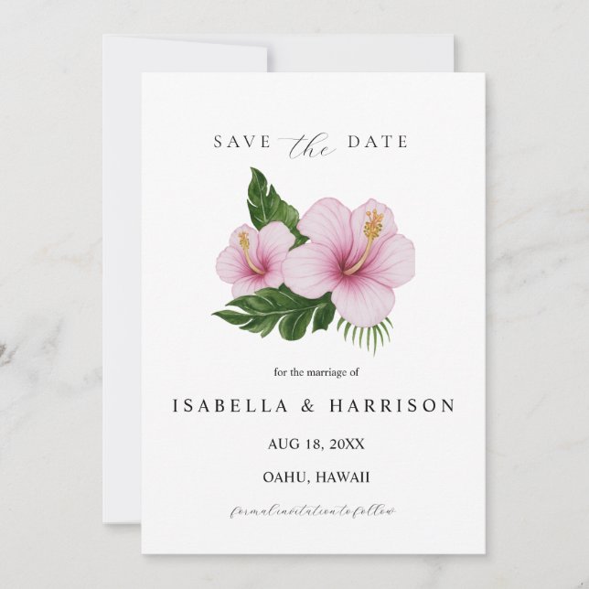 Invitación KALANI | Hibiscus Save the Date Template (Anverso)