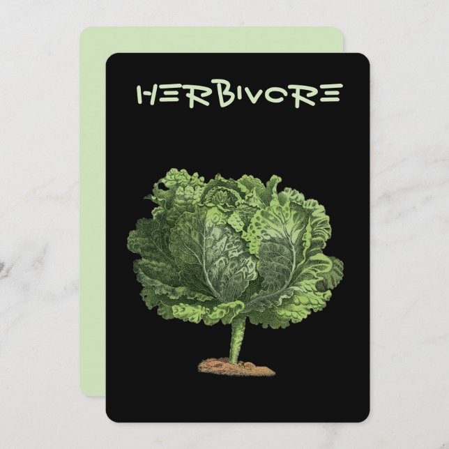 Invitación Kale Herbivore Vegan Vegetarian (Anverso / Reverso)