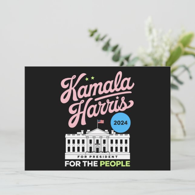 Invitación Kamala Harris 2024 Voto social demócrata azul (Anverso de pie)