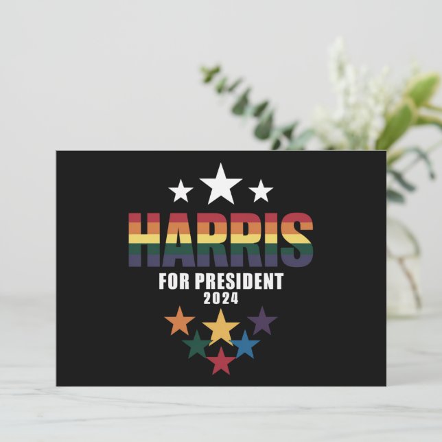 Invitación Kamala Harris Orgullo Gay Arcoiris Elecciones LGBT (Anverso de pie)