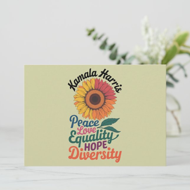 Invitación Kamala Harris Peace Love Equality Hope Diversity (Anverso de pie)