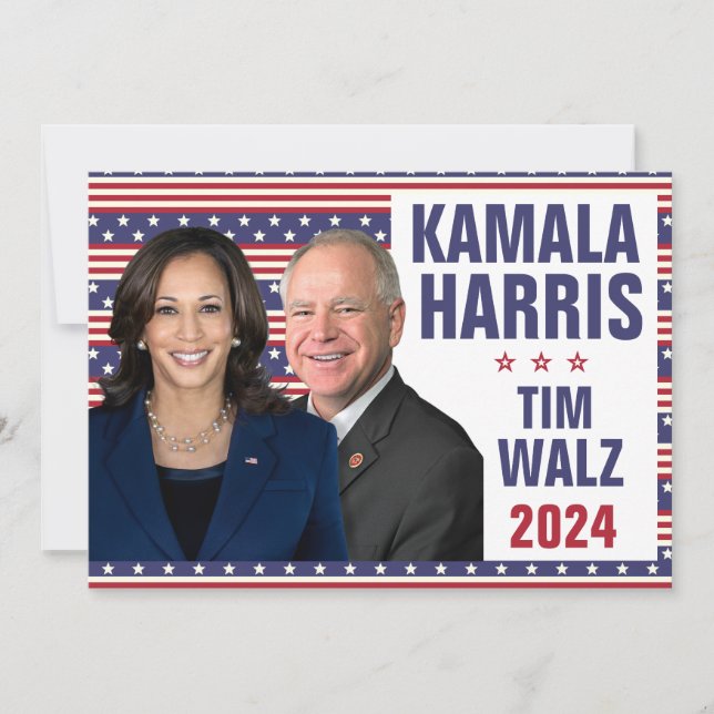 Invitación Kamala Harris Tim Walz 2024 Vicefotos del presiden (Anverso)