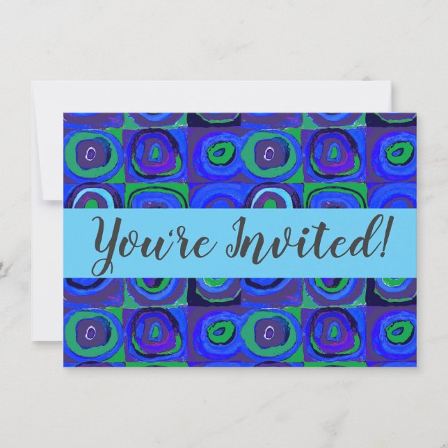 Invitación Kandinsky Farbstudie Blue Quadrate Square Circle  (Anverso)