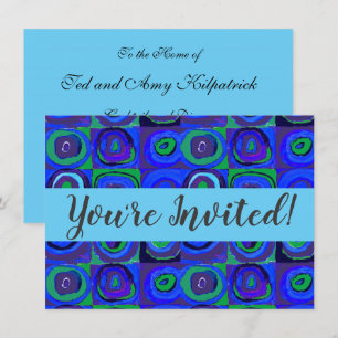 Invitación Kandinsky Farbstudie Blue Quadrate Square Circle