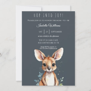 Invitación Kangaroo Cute Watercolor Elegante Baby Shower