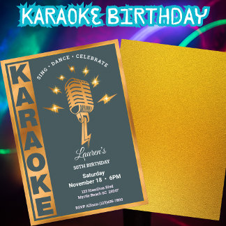 Invitación Karaoke femenino 50.ª fiesta de cumpleaños (editab