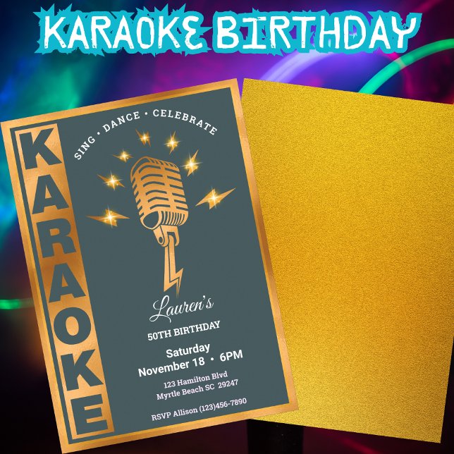 Invitación Karaoke femenino 50.ª fiesta de cumpleaños (editab (Subido por el creador)