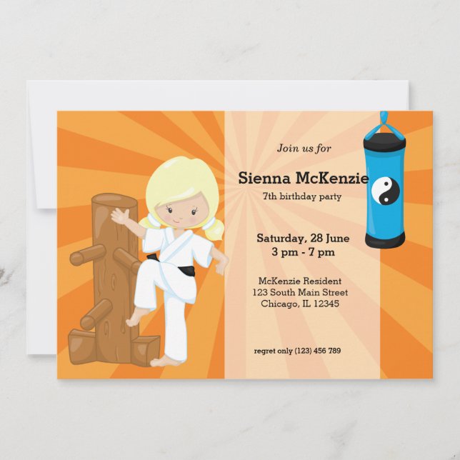 Invitación Karate Kids (Anverso)