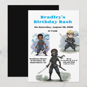 Invitación Karate Ninja Boy Bash de cumpleaños