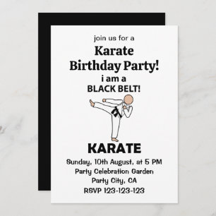 Invitación Karate, soy una fiesta de cumpleaños de Black Belt