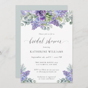 Invitación Katherine Elegant Floral Lavender Bridal Shower