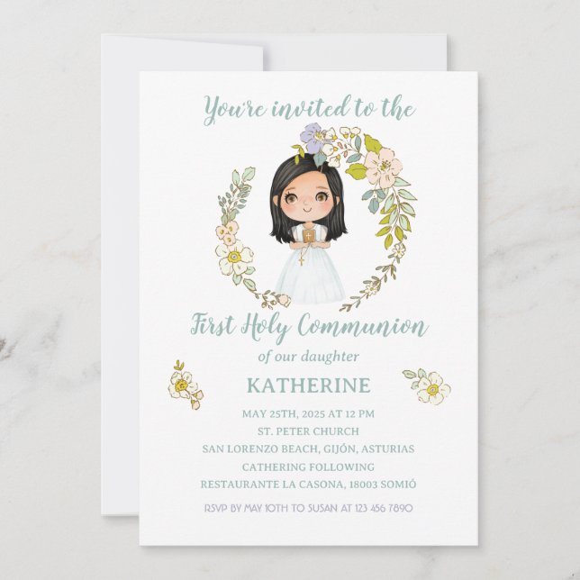 Invitación KATHERINE Primera Comunión (Anverso)
