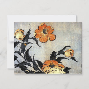 Invitación Katsushika Hokusai Ukiyo-e Woodcut Print - Poppies