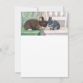 Invitación Kawaii Anime Bunnies on Chairs Party Invitation