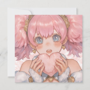 Invitación Kawaii Anime Chica con corazón