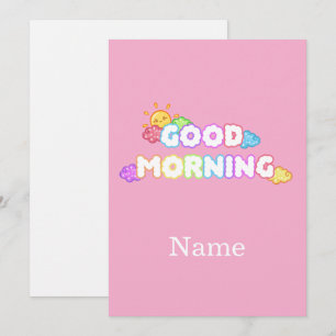 Invitación Kawaii Buenos Días Sol y Nubes Arcoíris