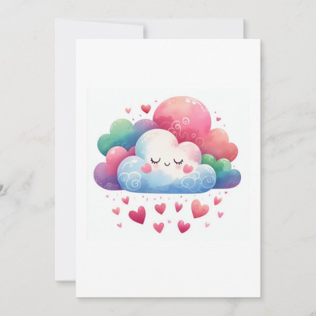 Invitación kawaii clouds  (Anverso)