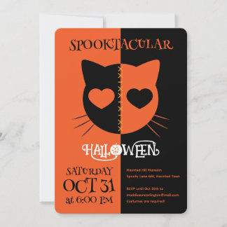 Invitación Kawaii Creepy Cute Cat Spooktacular Halloween
