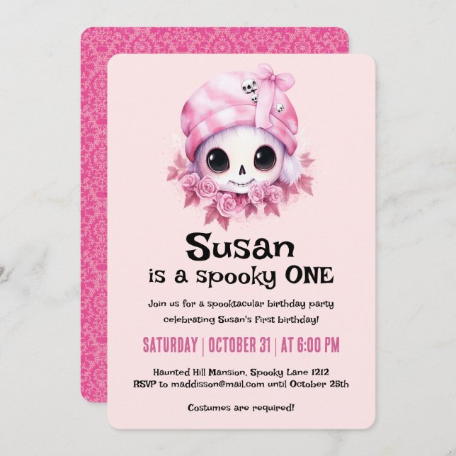 Invitación Kawaii Creepy Cute Halloween Birthday Party (Anverso / Reverso)