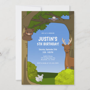 Invitación Kawaii Cute Animals Cumpleaños