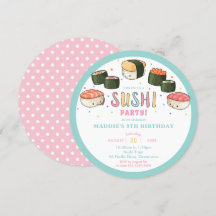 Kawaii Cute Sushi Fiesta Chica Cumpleaños
