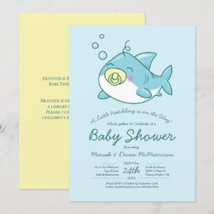 Invitación Kawaii de Tiburón Bebé Lindo Cumpleaños