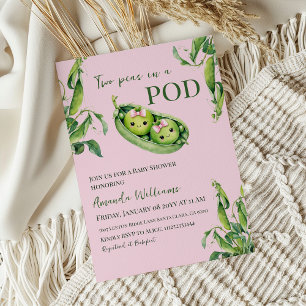 Invitación Kawaii dos guisantes en Baby Shower de dos gemelos