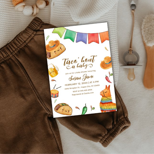 Invitación Kawaii Fiesta Taco 'Bout A Baby Shower (Kawaii Fiesta Taco 'Bout A Baby Shower Invitation)